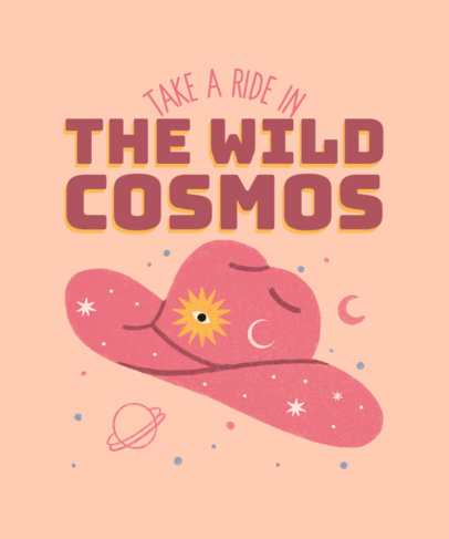 T-Shirt Design Template with a Space Cowboy Hat Illustration 4182f