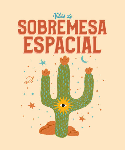 Space Cowboys-Themed T-Shirt Design Creator with a Cactus Illustration 4182f