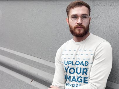 Placeit Redhaired Man with Beard Wearing a Crew Neck Sweatshirt