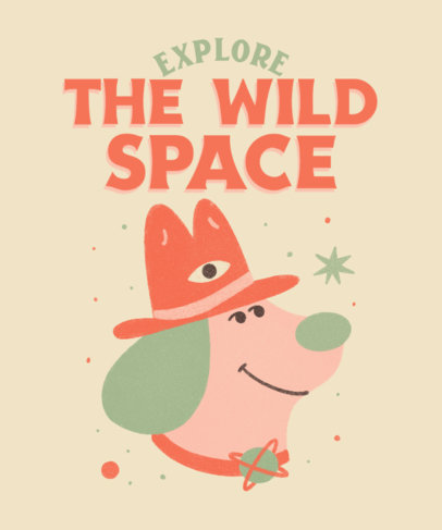 T-Shirt Design Template Featuring an Illustrated Dog with a Cowboy Hat  4182d