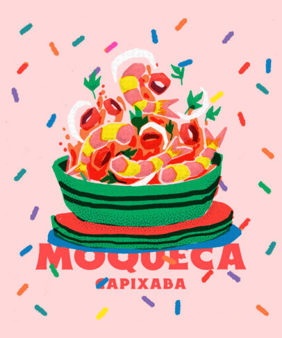 T-Shirt Design Maker Featuring a Colorful Brazilian Dish Illustration