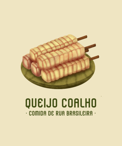 T-Shirt Design Template Featuring Illustrations of Typical Brazilian Food