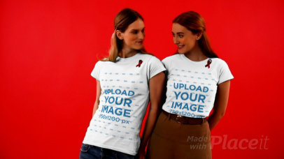 T-Shirt Video of Two Girlfriends Showing Their Support During World AIDS Day 4186v
