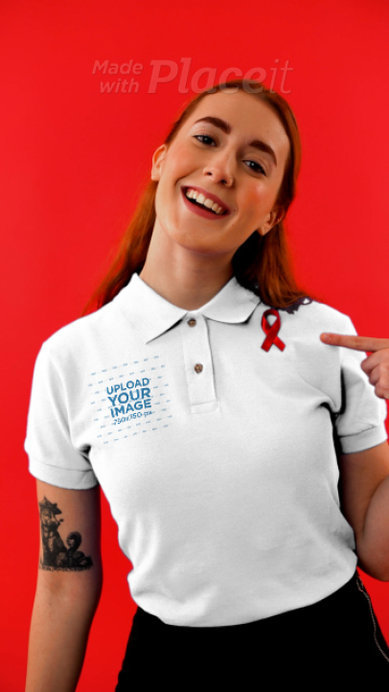 Polo Shirt Video Featuring a Woman and a World AIDS Day Theme