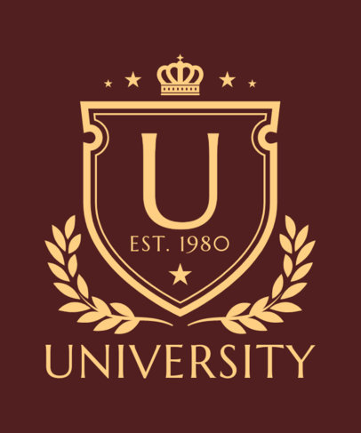 T-Shirt Design Template for a University Sports Team with a Crown Graphic