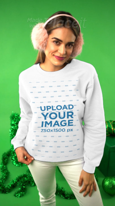 Xmas-Themed Video Featuring a Woman Wearing a Sweatshirt and Holding an 11 oz Mug 