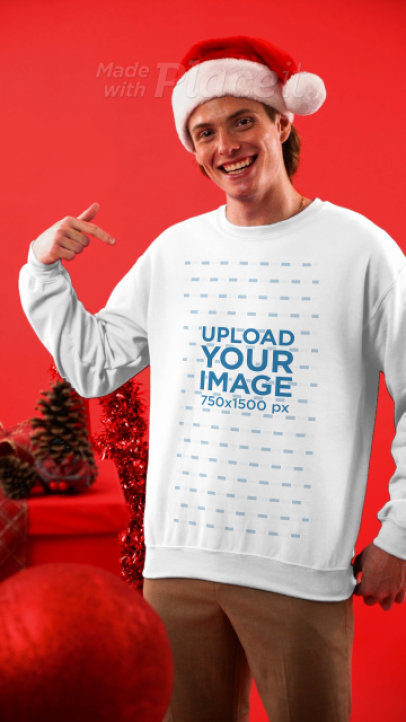 Christmas-Themed Video Featuring a Man With a Sweatshirt Holding a Mug