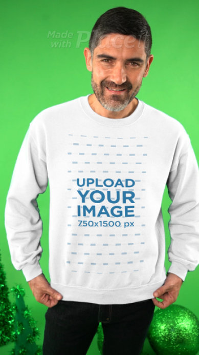 Sweatshirt Video of a Man Holding a Bag With a Christmas Gift