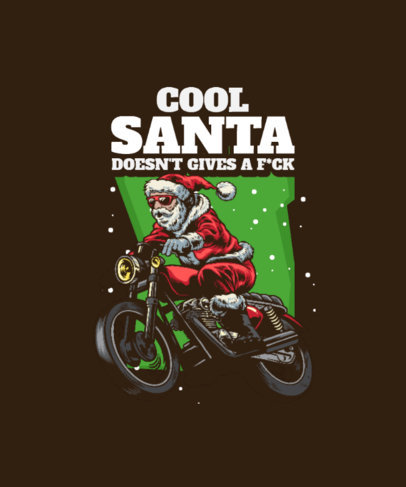 T-Shirt Design Generator for Xmas with an Irreverent Santa in a Motorcycle