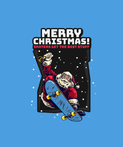 Xmas-Themed T-Shirt Design Template with a Skater Santa