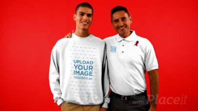 Sweatshirt and Polo Shirt Video Featuring Two Men Wearing Ribbons for Cancer Awareness
