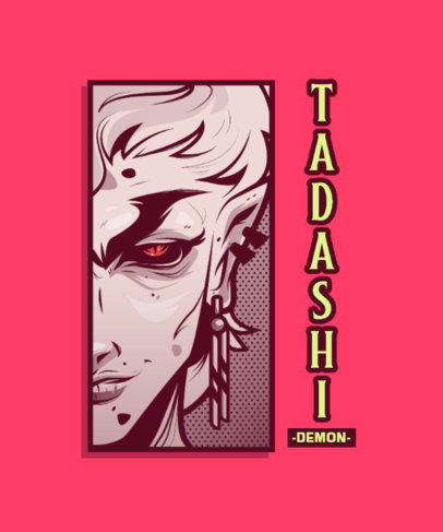 Manga-Styled T-Shirt Design Generator Featuring a Demon Illustration