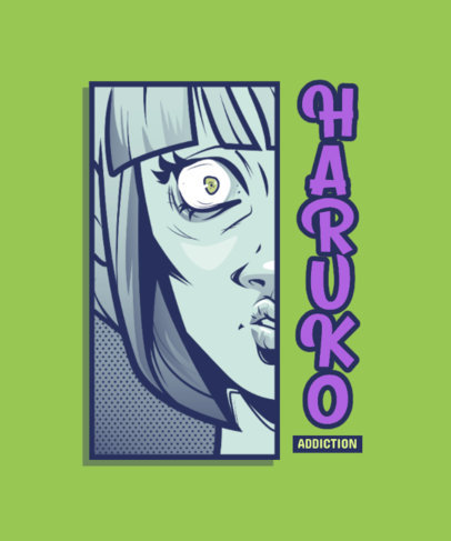 T-Shirt Design Creator for Anime and Manga Enthusiasts Featuring a Female Character Graphic