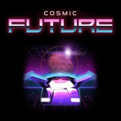 Electronic Album Cover Design Template Featuring a Retro-Futuristic Aesthetic 4771A