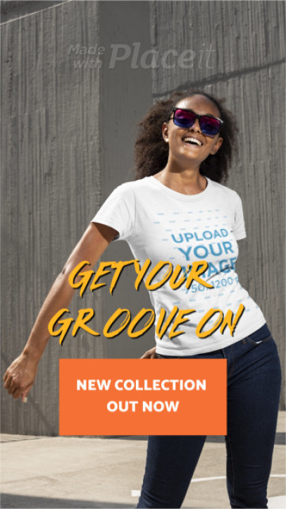 Video Featuring a New Collection Ad and a Woman Wearing a T-Shirt