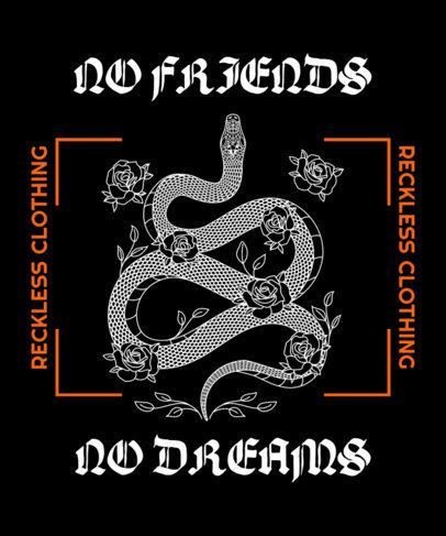 T-Shirt Design Template Featuring a Streetwear Aesthetic With Snake Graphics
