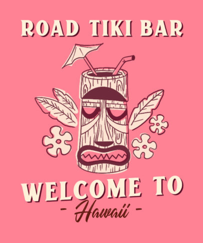 T-Shirt Design Template Featuring Vintage Hawaiian-Inspired Illustrations