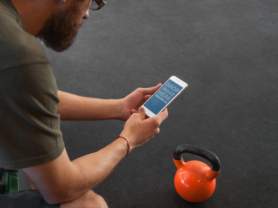 Mockup of an iPhone 6 Being Used Post Workout