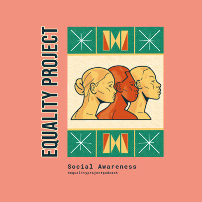 Illustrated Podcast Cover Maker Featuring a Social Awareness Theme