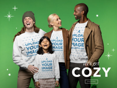 Sweatshirt Mockup Featuring a Diverse Family 