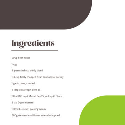 Instagram Post Creator with an Ingredients List for Keto Meatballs