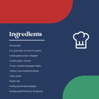 Instagram Post Template Featuring an Ingredients List with a Chef Hat Icon