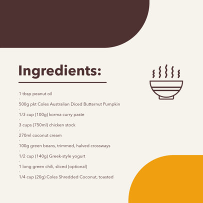 Instagram Post Template Featuring Ingredients for a Homemade Soup