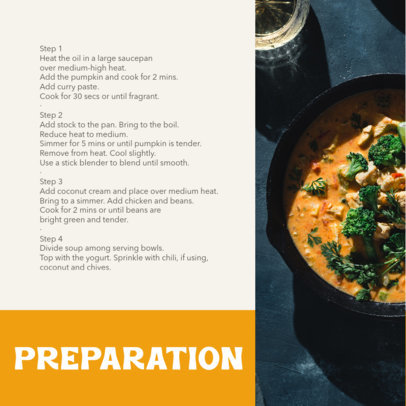 Instagram Post Template Featuring Preparation Instructions for a Soup Recipe