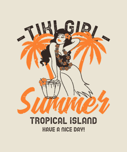 Illustrated T-Shirt Design Maker with a Vintage Hawaiian Woman 