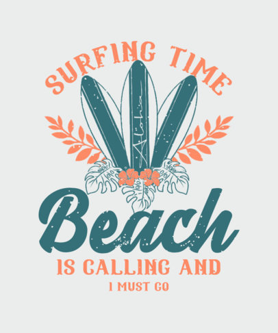 T-Shirt Design Template with Vintage Surfboard Illustrations 4218e