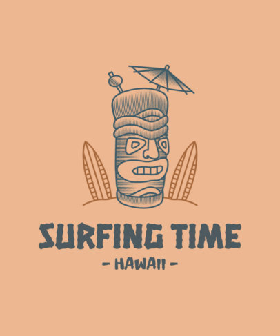 Vintage T-Shirt Design Maker Featuring a Hawaiian Tiki for Surfers 4217g