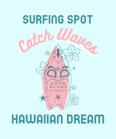 T-Shirt Design Template Featuring a Surfing Theme and Quotes