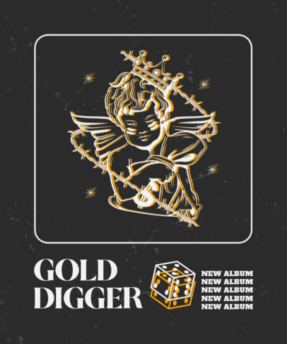 T-Shirt Design Template with a Trap-Inspired Cherub Graphic