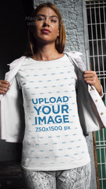 Video of a Smiling Woman Showing Off Her T-Shirt