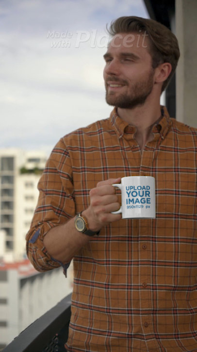 11 oz Mug Video of a Man Enjoying His Morning Coffee