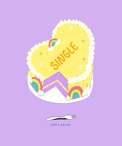 Illustrated T-Shirt Design Creator for Valentine's Day with a Funny Quote on a Cake