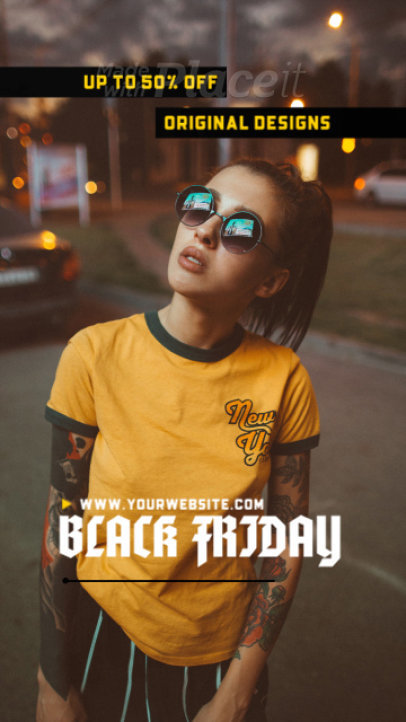Instagram Story Video Maker for a Streetwear Brand's Black Friday Ad