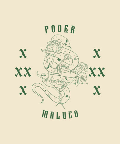 T-Shirt Design Generator Featuring a Line Illustration of a Snake With Roses