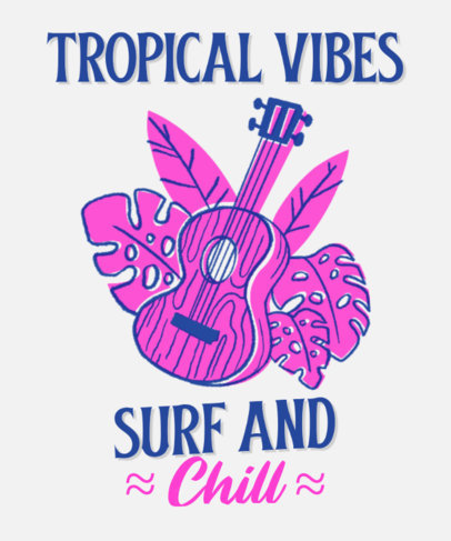 Tropical-Style T-Shirt Design Template with a Hawaiian Ukelele Illustration 4220g