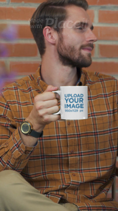 11 oz Mug Video of a Man Enjoying a Cup of Coffee