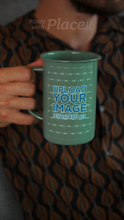 15 oz Enamel Mug Video Featuring a Man Reading on a Couch