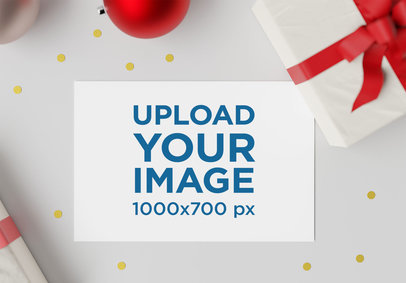 Mockup of a Christmas Card Placed by a Gift m9060-r-el2