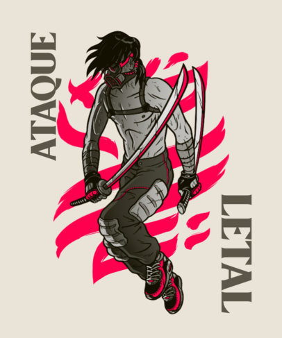 T-Shirt Design Maker Featuring an Urban Ninja Warrior 4823 