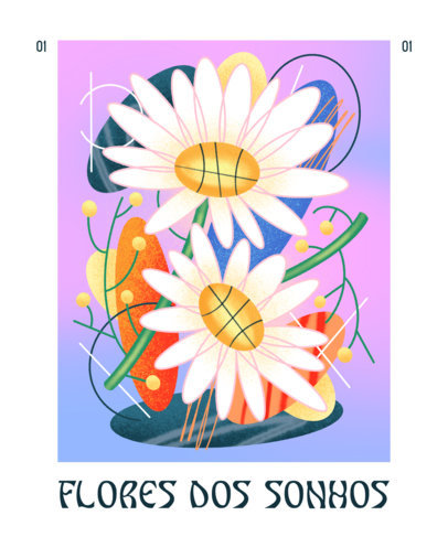 T-Shirt Design Maker Featuring Flower Graphics and Abstract Shapes 