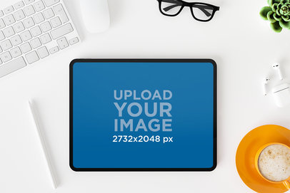 Digital Mockup of an iPad on an Office Desk