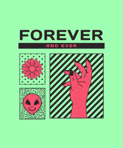 T-Shirt Design Template With an Urban Style Featuring an Alien Icon and a Hand Clipart