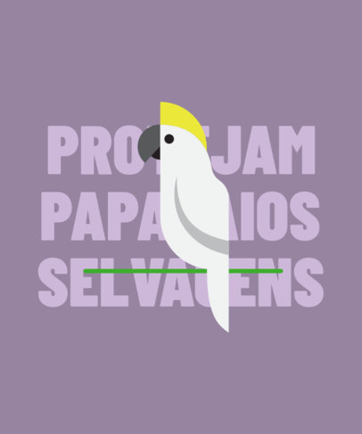 T-Shirt Design Template Featuring a White Cockatoo Illustration