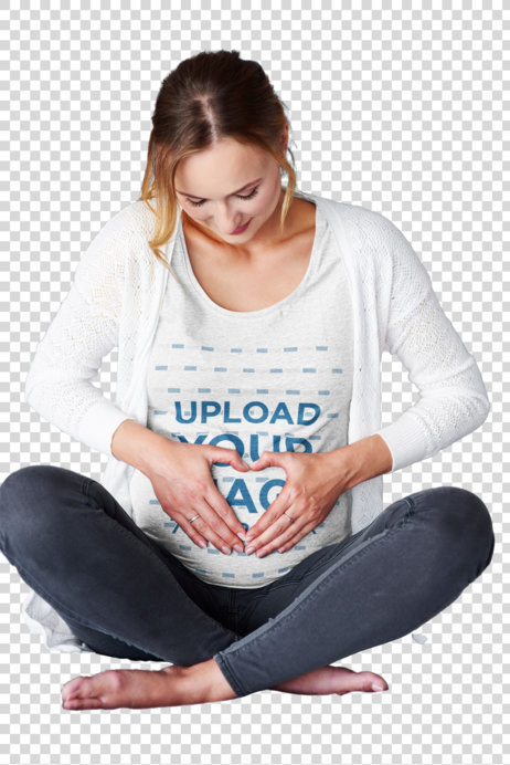 Transparent Heathered T-Shirt Mockup Featuring a Pregnant Woman