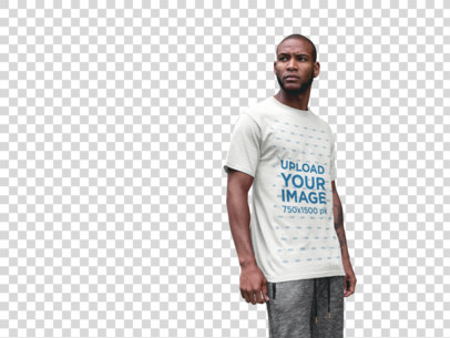 Transparent Facebook Ad - Man Leaning Against Concrete Wall While Wearing a T-Shirt