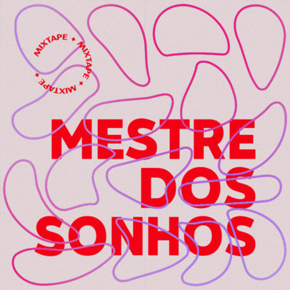 Mixtape Cover Template for an Alternative Band Featuring a Blob Pattern 4826c